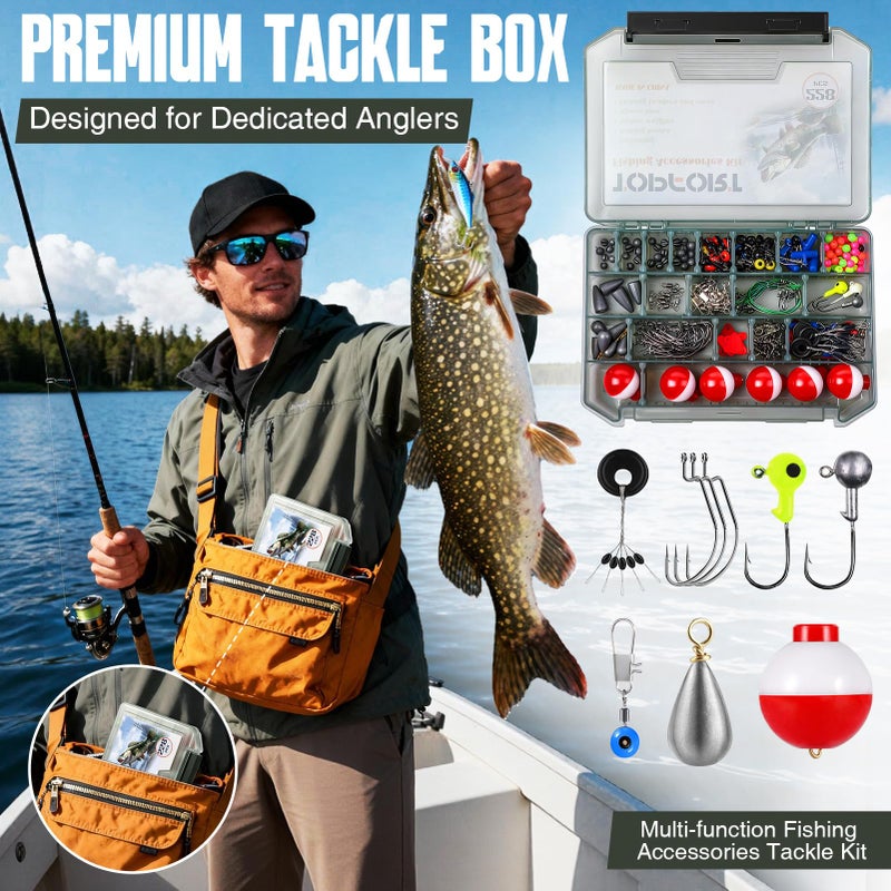 TOPFORT 187/343pcs Fishing Accessories Kit, Organized Fishing Tackle Box with Tackle Included, Hooks, Weights Sinkers, Fishing Gear and Equipment, Gift for Men - Image 4